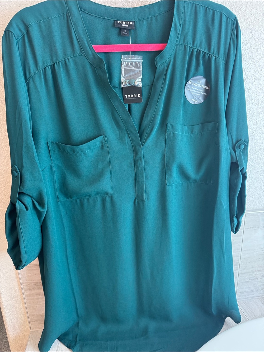 torrid Teal Harper V-Neck Tunic